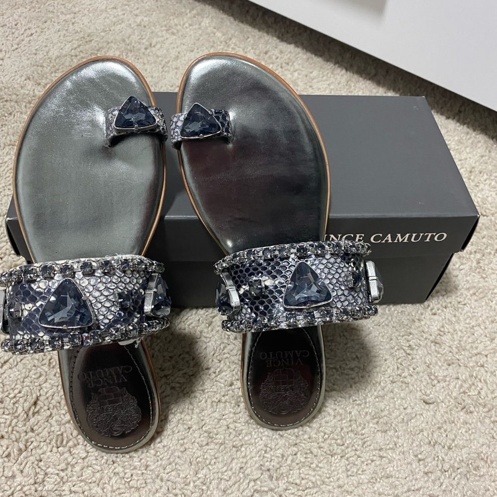 New Black graphite dress snake sandals